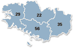 La région Bretagne et ses départements (29, 35, 56, 22)