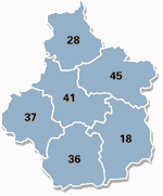 La région Centre et ses départements (37, 41, 45, 18, 28, 36)