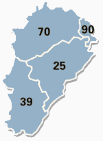 La région Franche Comt&eacute; et ses départements (90, 25, 39, 70)