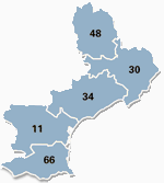 La région Languedoc-Roussillon et ses départements (11, 30, 34, 48, 66)