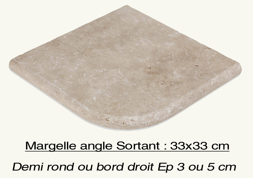 Margelle Travertin angle sortant